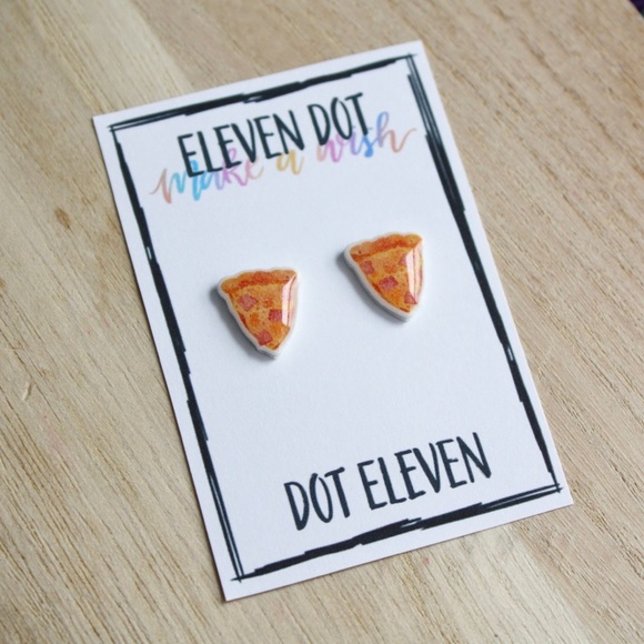 Pineapple Ham Pizza Pie Slice Watercolor Food Stud - Picture 1 of 8